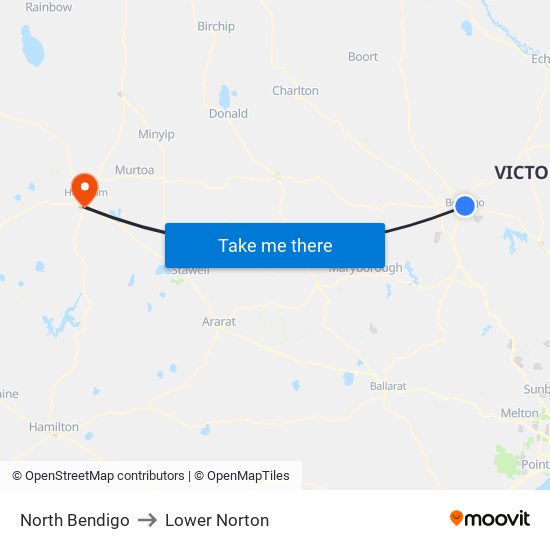 North Bendigo to Lower Norton map