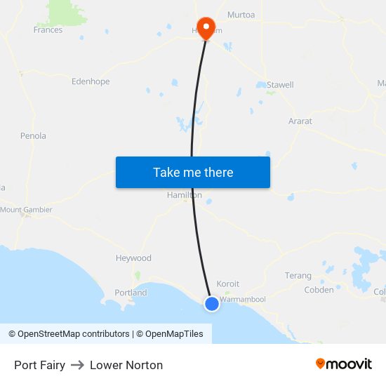 Port Fairy to Lower Norton map