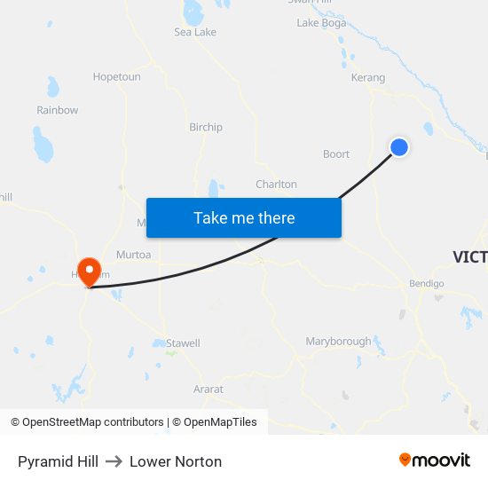 Pyramid Hill to Lower Norton map