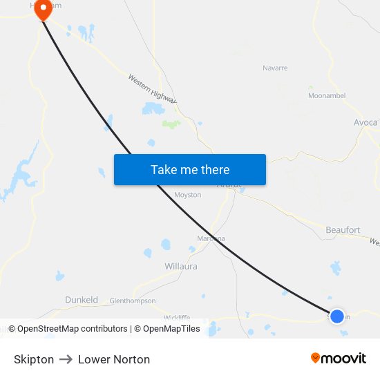 Skipton to Lower Norton map