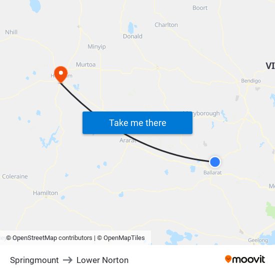 Springmount to Lower Norton map