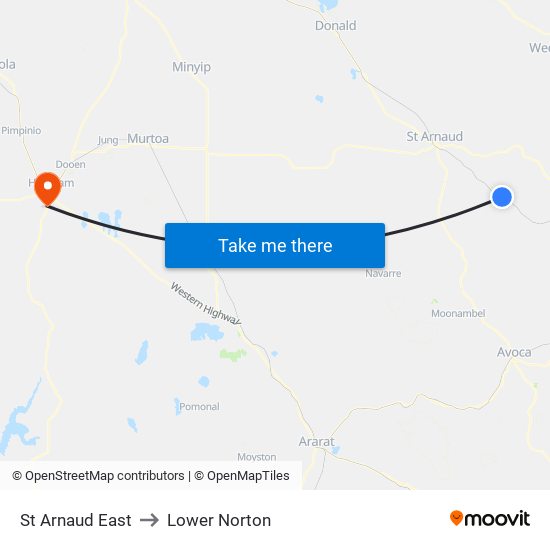 St Arnaud East to Lower Norton map