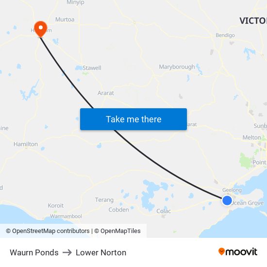 Waurn Ponds to Lower Norton map