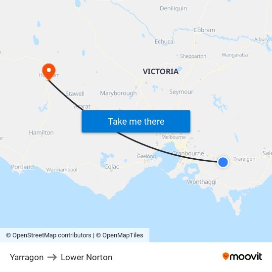 Yarragon to Lower Norton map