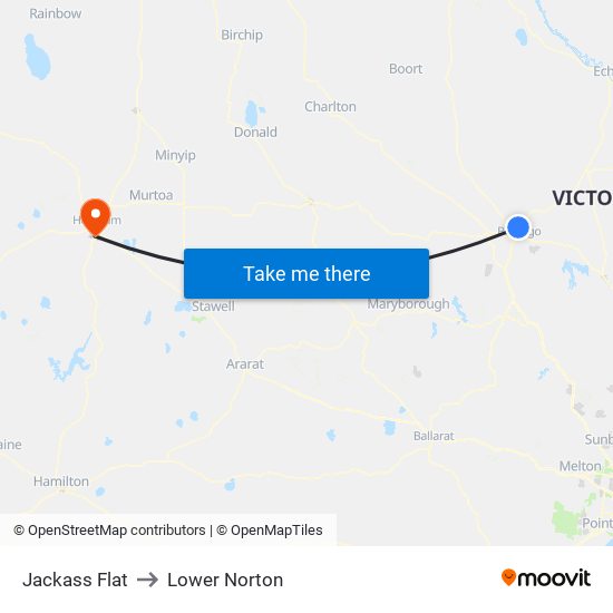 Jackass Flat to Lower Norton map