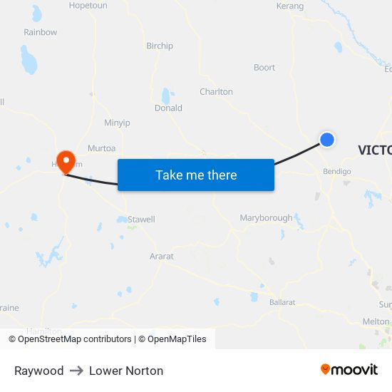 Raywood to Lower Norton map