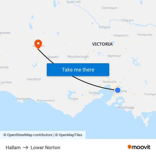 Hallam to Lower Norton map