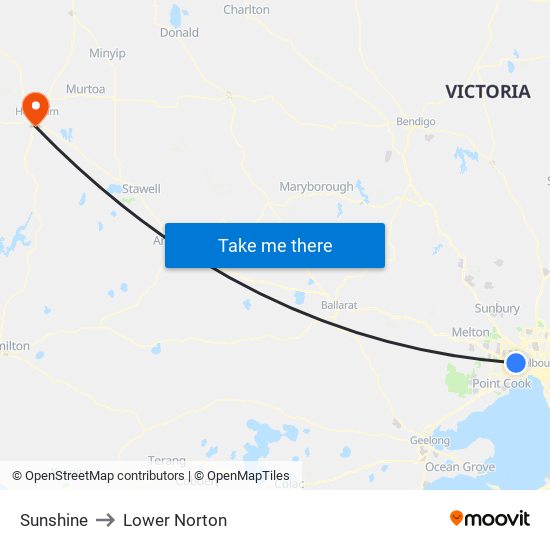 Sunshine to Lower Norton map