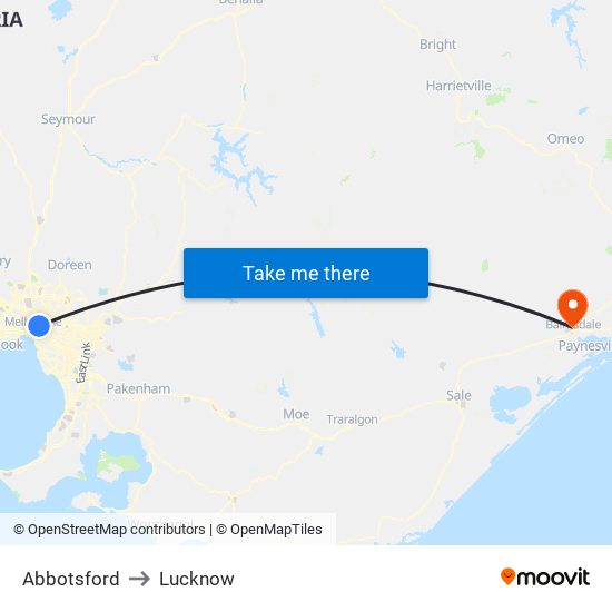 Abbotsford to Lucknow map