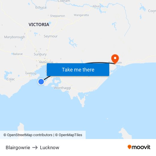 Blairgowrie to Lucknow map