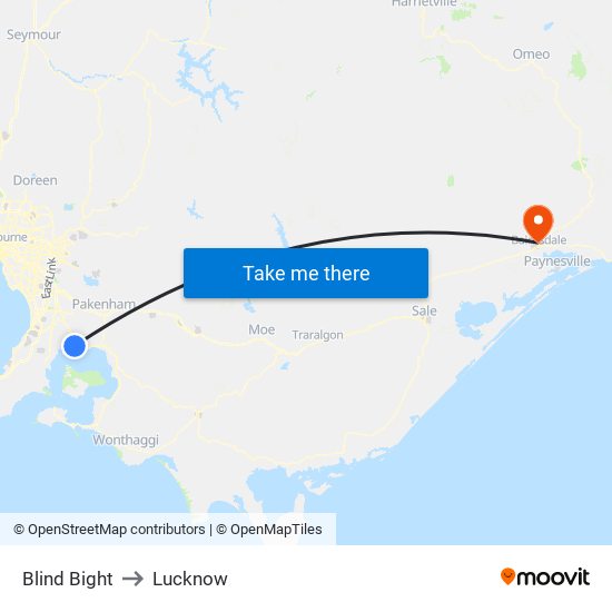 Blind Bight to Lucknow map