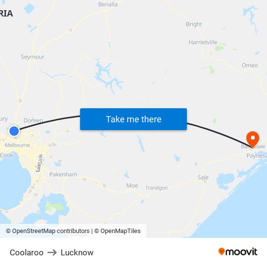 Coolaroo to Lucknow map