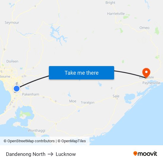 Dandenong North to Lucknow map