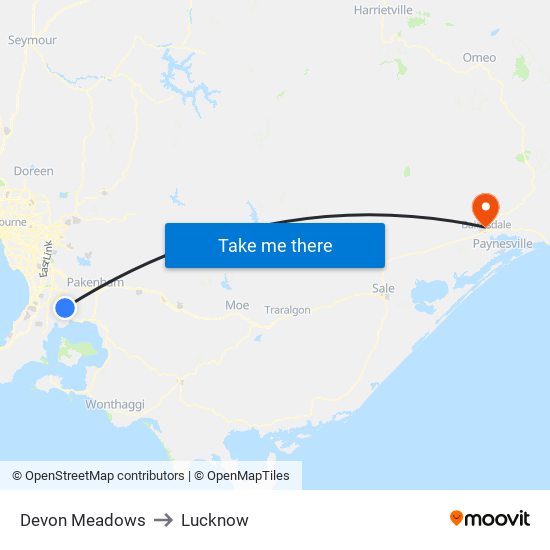 Devon Meadows to Lucknow map