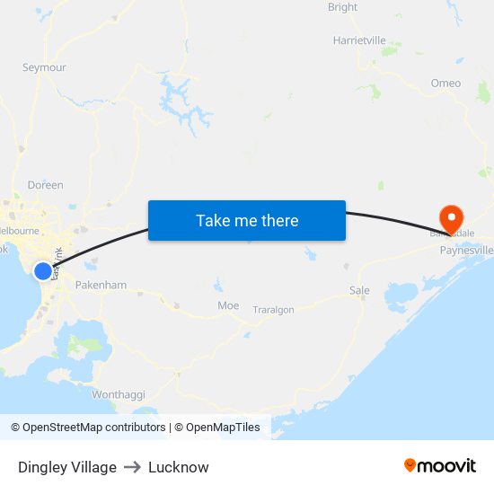 Dingley Village to Lucknow map