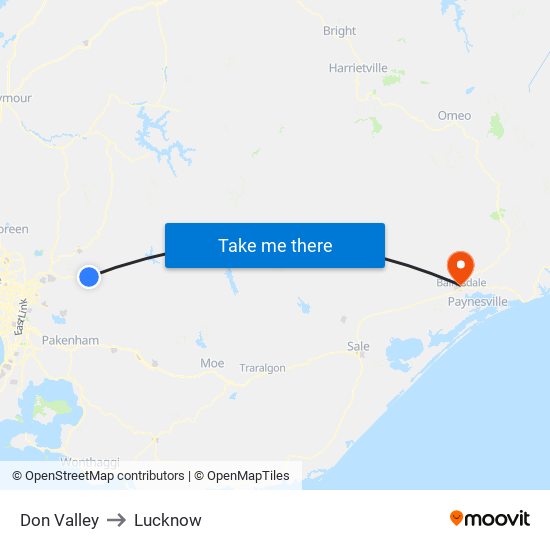 Don Valley to Lucknow map