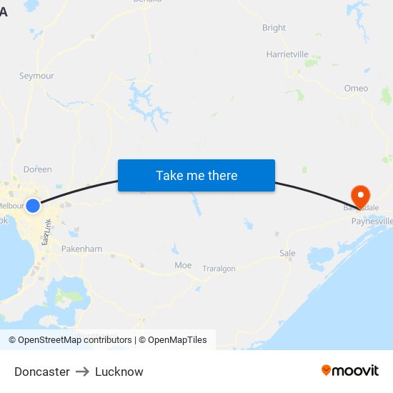 Doncaster to Lucknow map