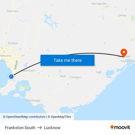 Frankston South to Lucknow map