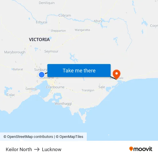 Keilor North to Lucknow map