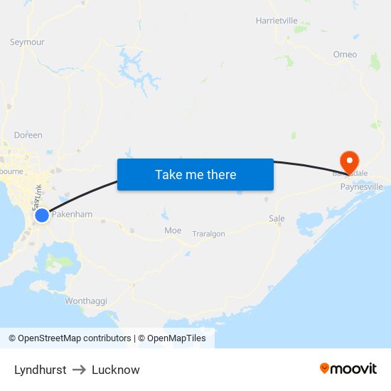 Lyndhurst to Lucknow map