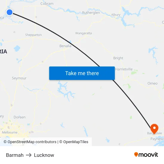 Barmah to Lucknow map