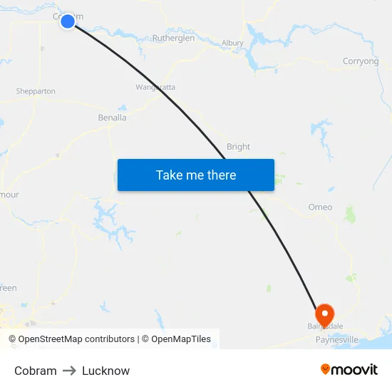 Cobram to Lucknow map