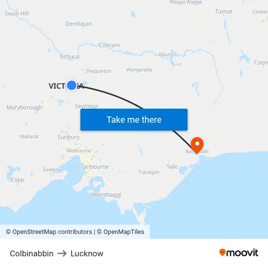 Colbinabbin to Lucknow map