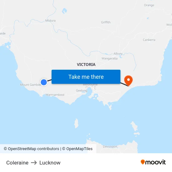 Coleraine to Lucknow map