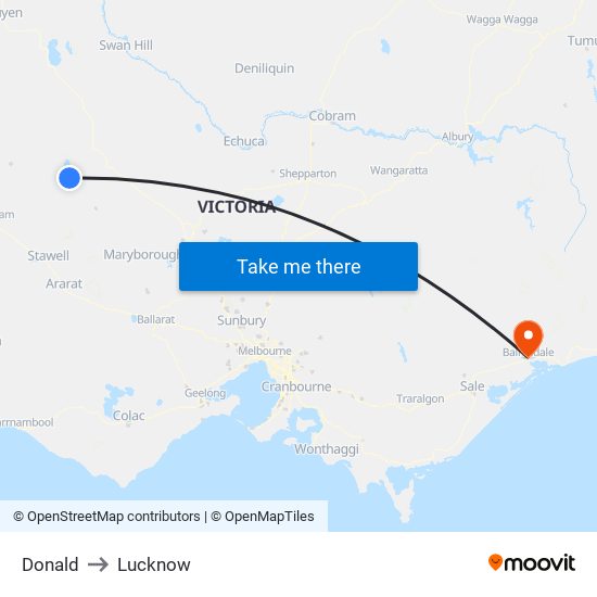 Donald to Lucknow map