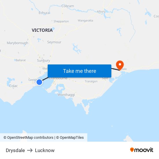 Drysdale to Lucknow map