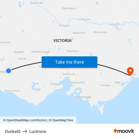 Dunkeld to Lucknow map