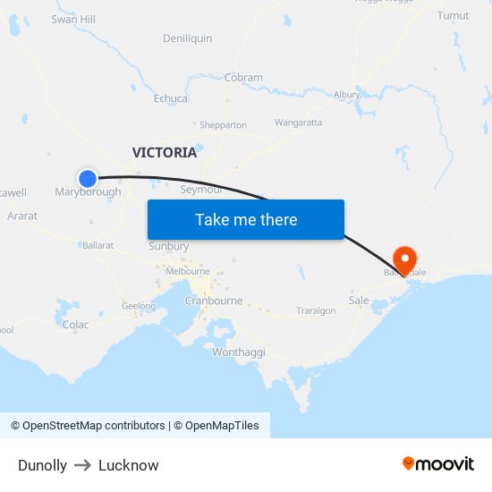 Dunolly to Lucknow map