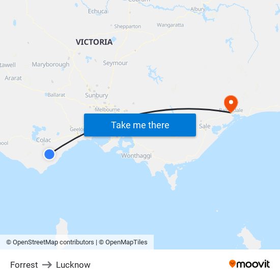 Forrest to Lucknow map