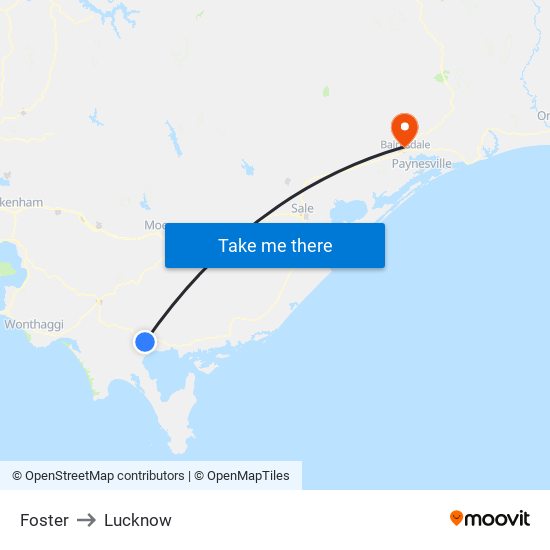 Foster to Lucknow map