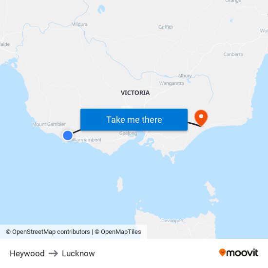 Heywood to Lucknow map