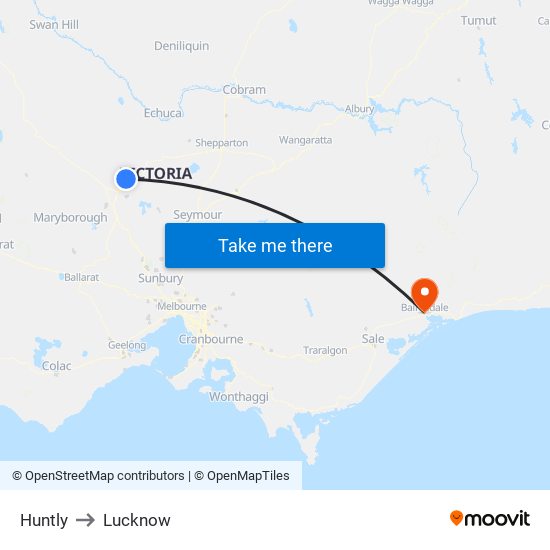 Huntly to Lucknow map