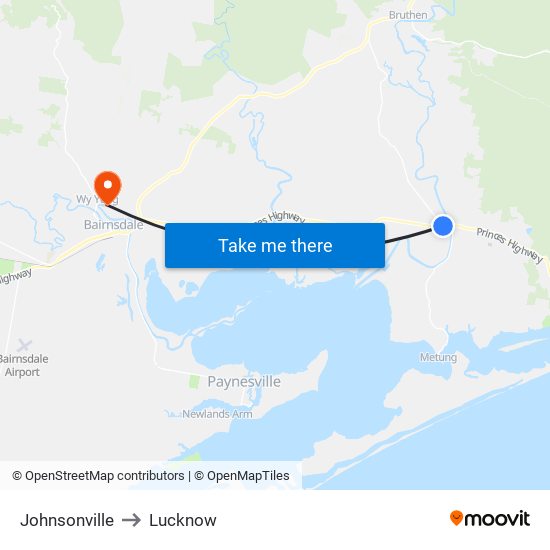 Johnsonville to Lucknow map