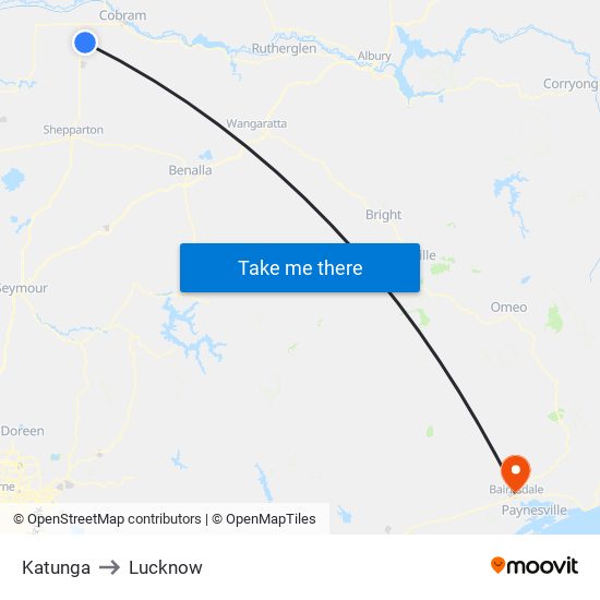 Katunga to Lucknow map