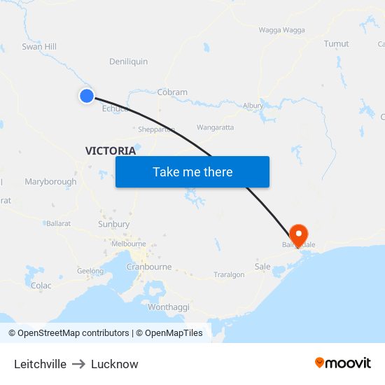 Leitchville to Lucknow map