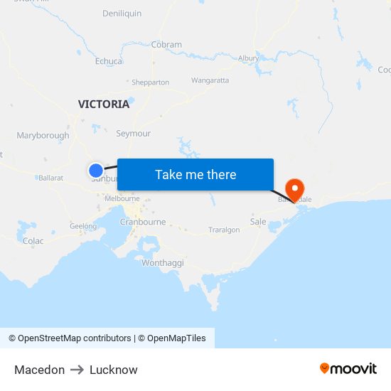 Macedon to Lucknow map