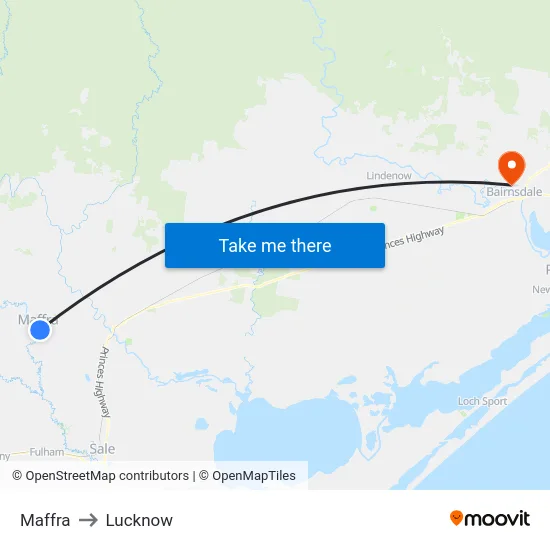 Maffra to Lucknow map