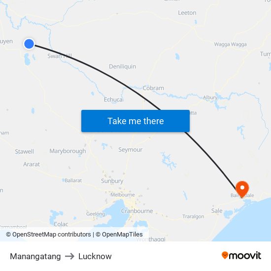 Manangatang to Lucknow map