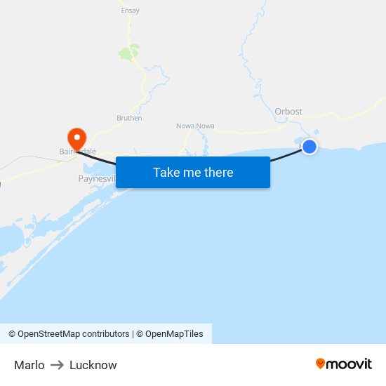 Marlo to Lucknow map