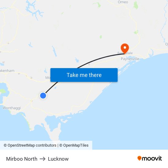Mirboo North to Lucknow map
