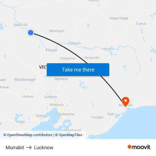 Murrabit to Lucknow map