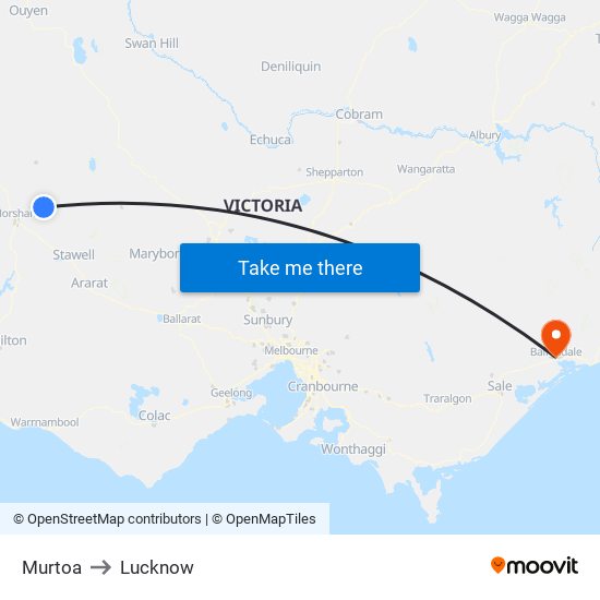 Murtoa to Lucknow map