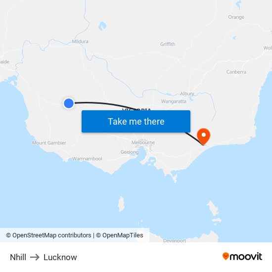 Nhill to Lucknow map