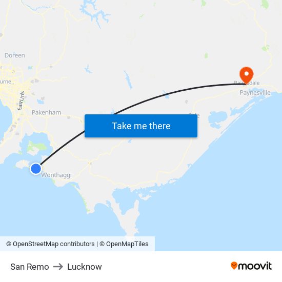 San Remo to Lucknow map