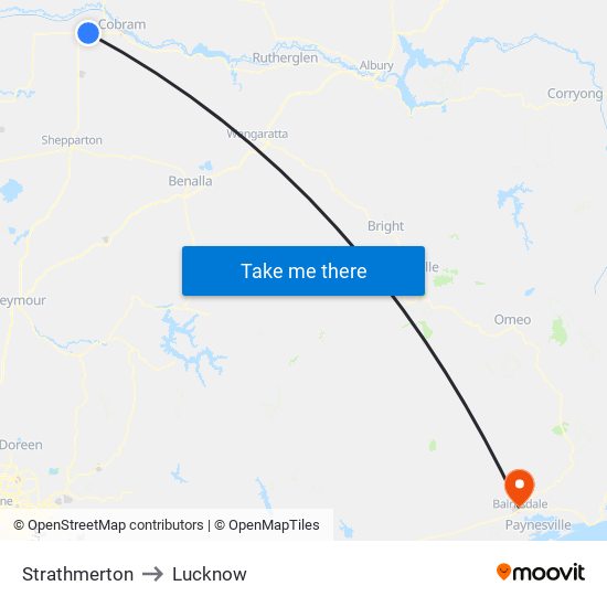 Strathmerton to Lucknow map