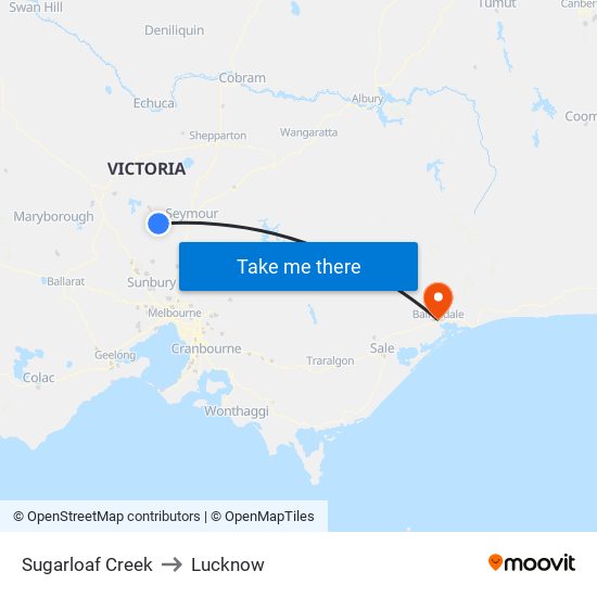 Sugarloaf Creek to Lucknow map